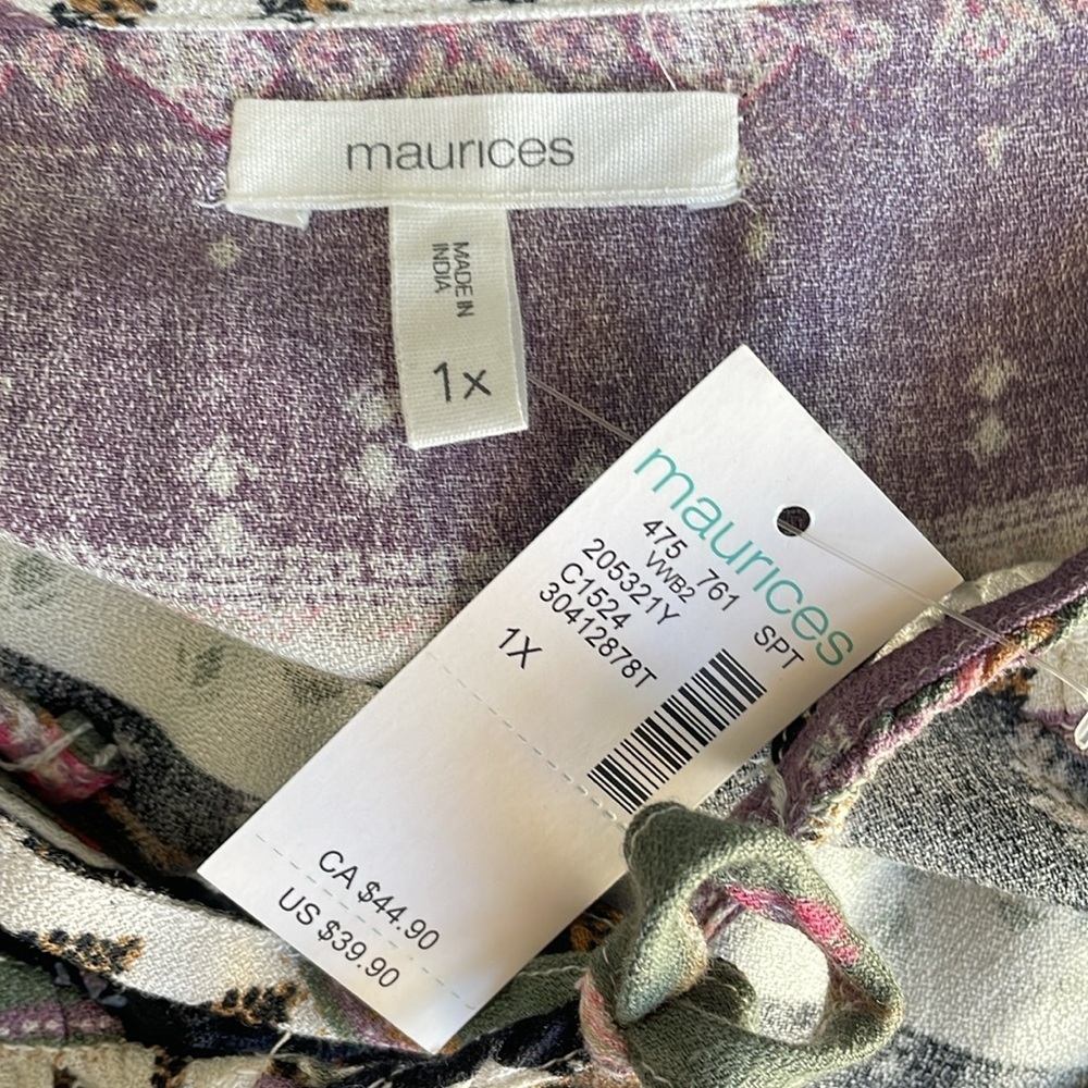 Maurices Patchwork Peasant Blouse NWT - image 6